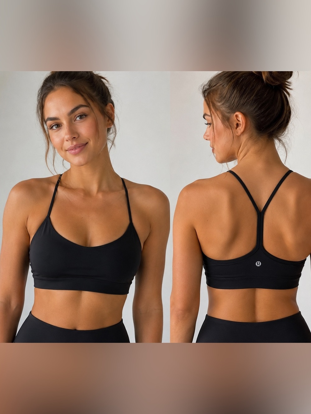 Lululemon Flow Y Bra Nulu Black Low Support Yoga Sports Bra Size 6